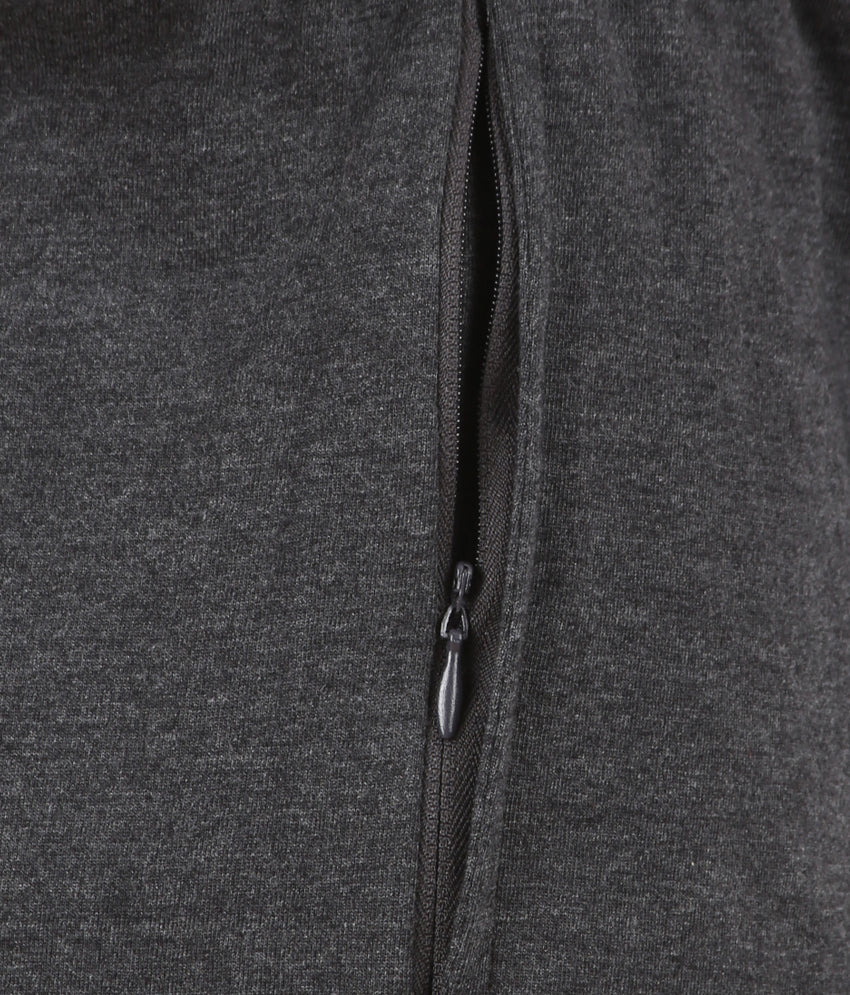 Charcoal Melange Plain Zipper Trackpant - Style #0404