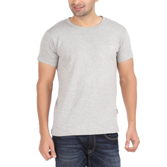 Grey Melange Round Neck Tshirt -Style #0804