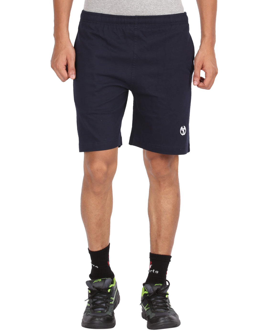 Navy Blue Piping Shorts With Zipper -Style #0509