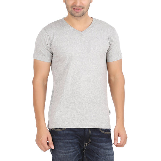 Grey Melange V Neck Tshirt -Style #0904