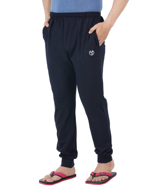 Navy Blue Bottom Rib Zipper Trackpant-Style #0407