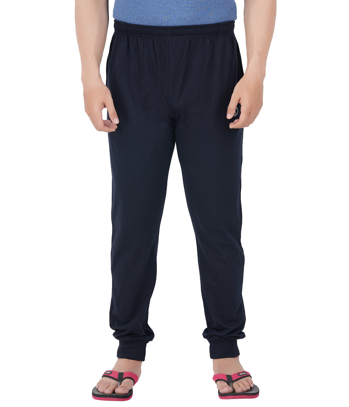 Navy Blue Bottom Rib Zipper Trackpant-Style #0407