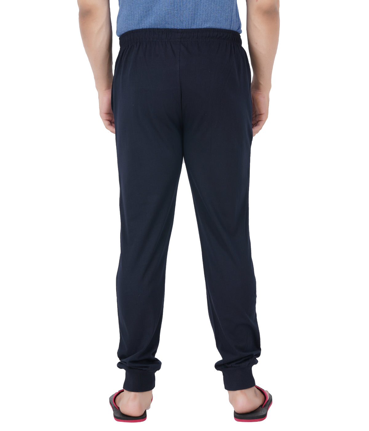 Navy Blue Bottom Rib Zipper Trackpant-Style #0407