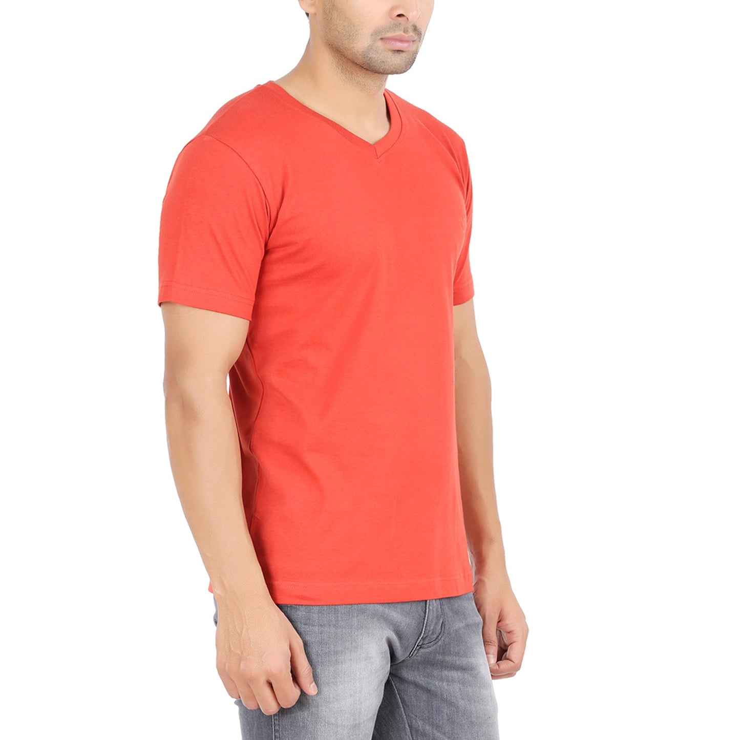 Orange V Neck Tshirt -Style #0904