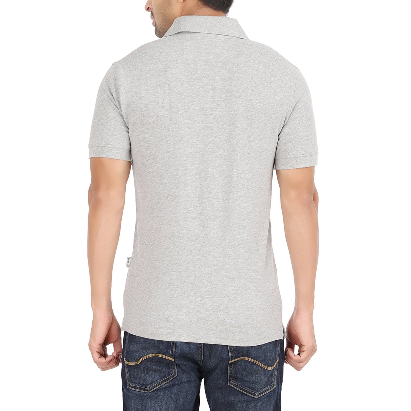 Grey Melange Polo Tshirt With Pocket-Style #0705