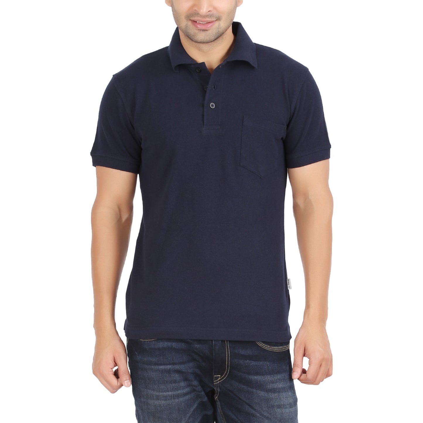 Navy Blue Polo Tshirt With Pocket-Style #0705