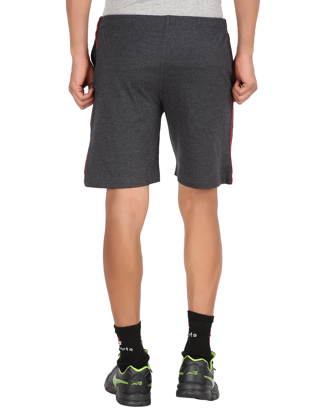 Charcoal Melange Piping Shorts With Zipper -Style #0509