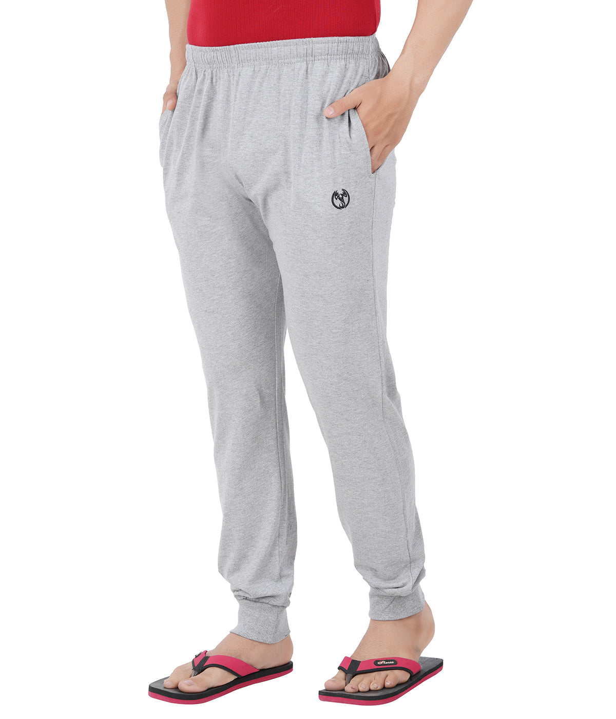 Grey Melange Bottom Rib Zipper Trackpant-Style #0407
