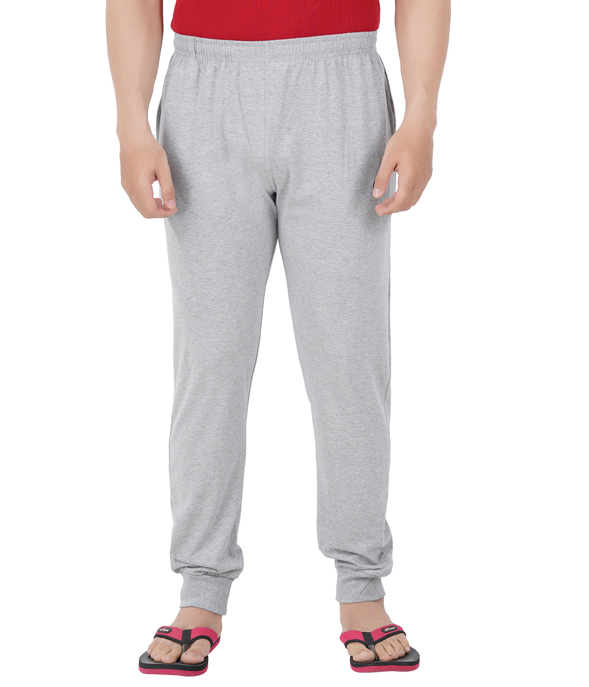 Grey Melange Bottom Rib Zipper Trackpant-Style #0407
