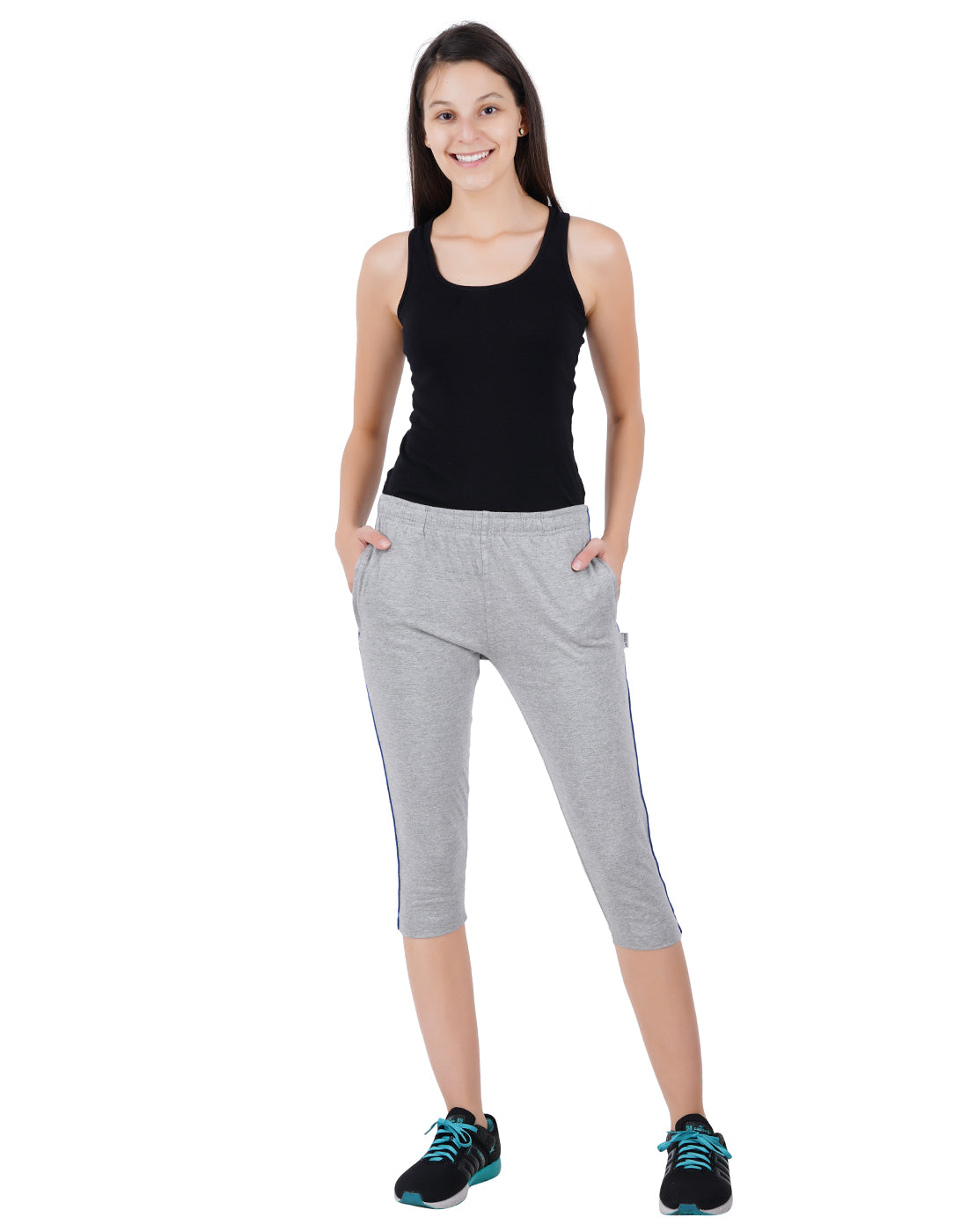 Grey Melange 3/4 Piping Pant -Style #L-0604
