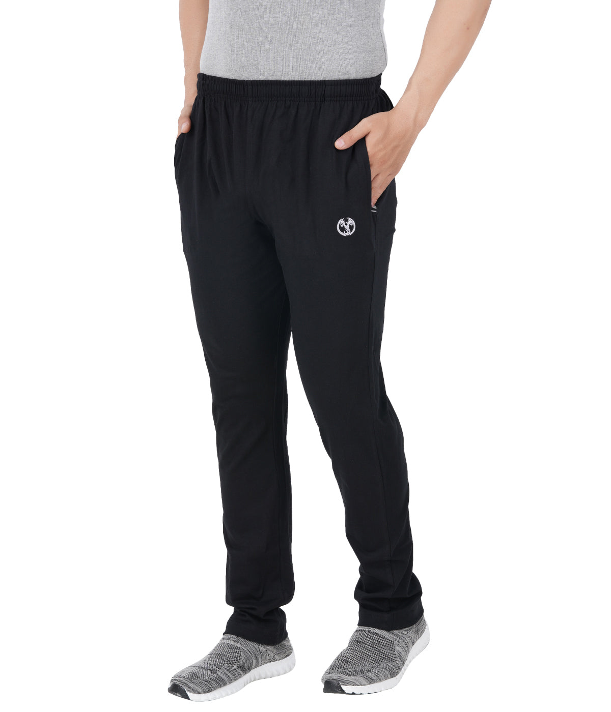 Black Slim Fit Zipper Trackpant-Style #0408