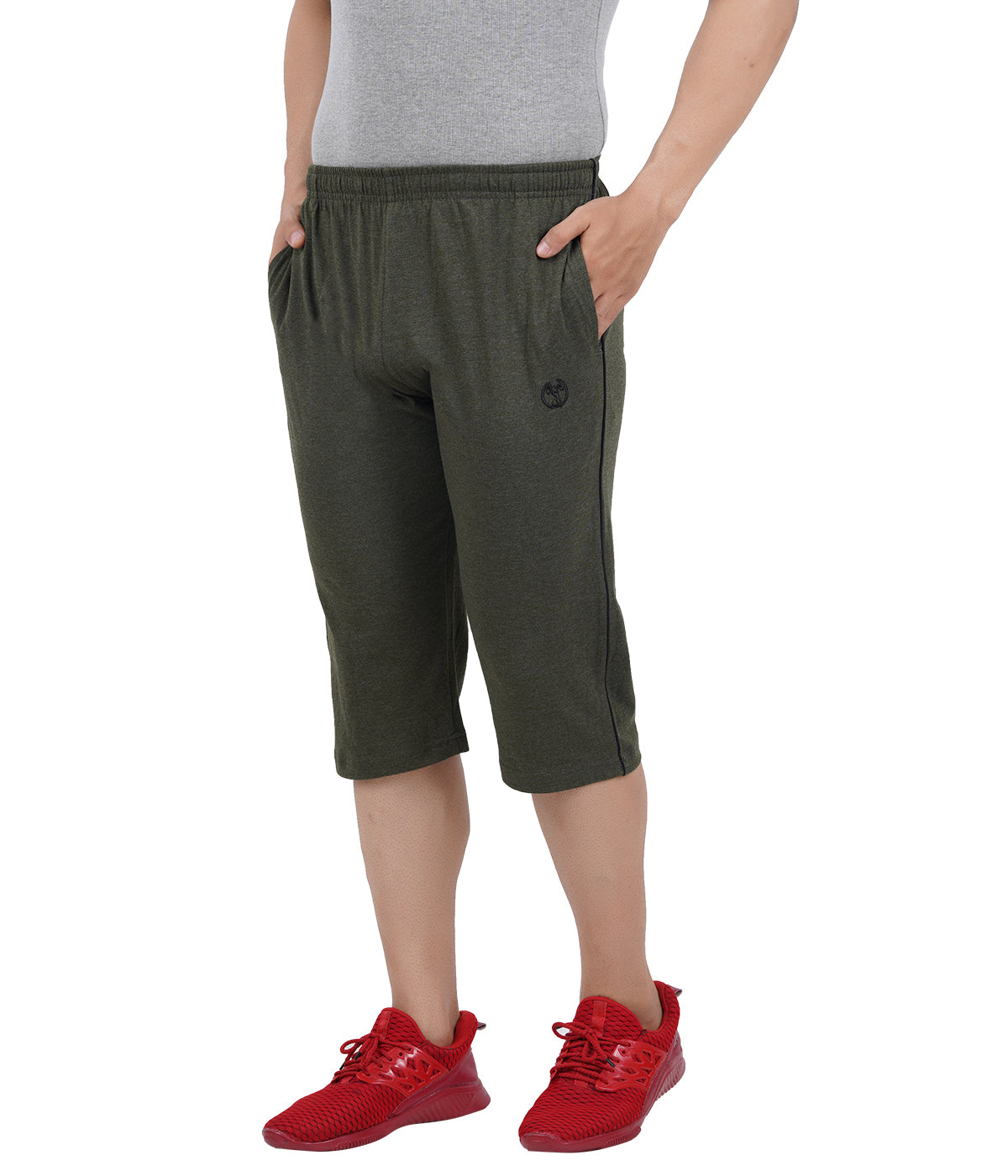 Olive Melange 3/4 Piping Pant -Style #0604