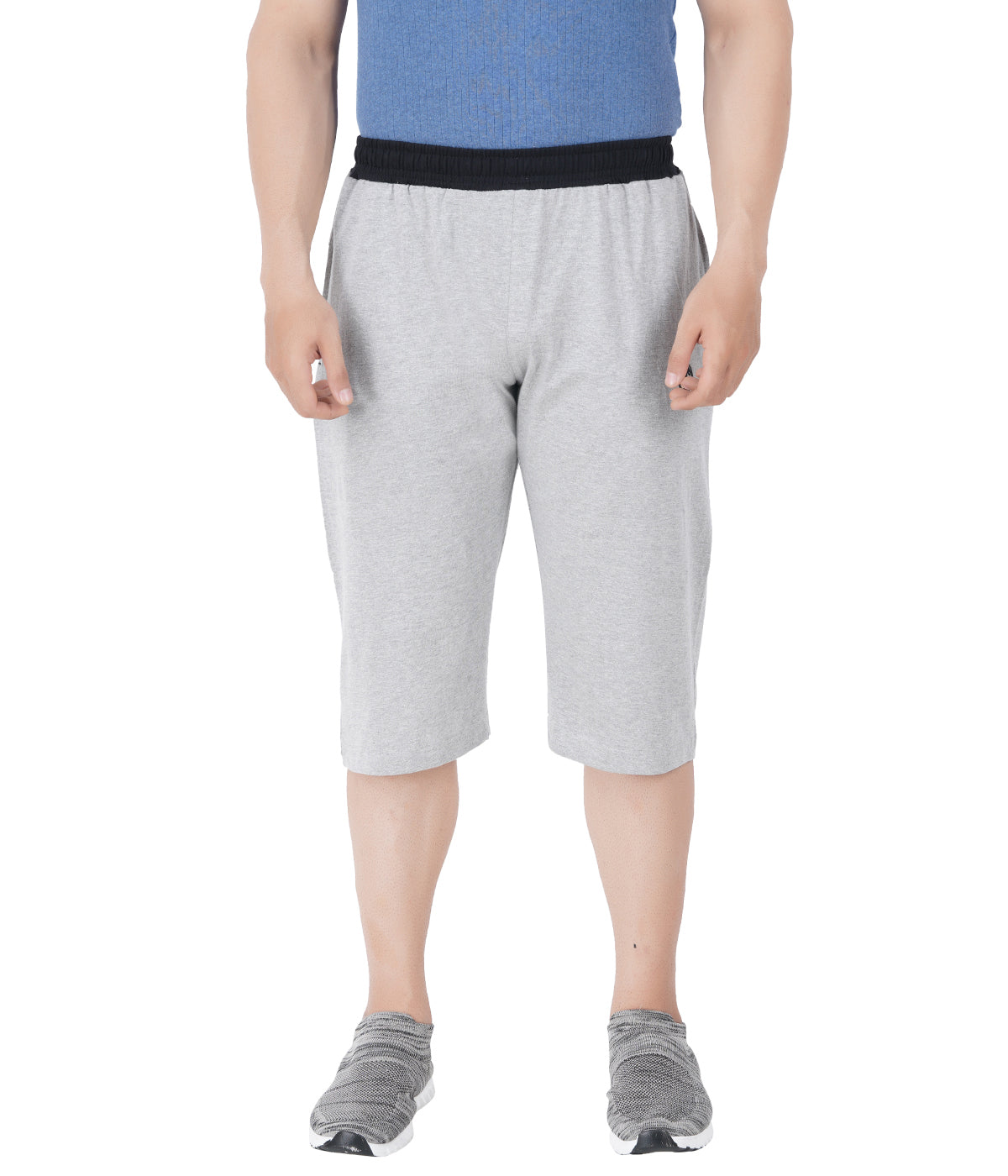 Grey Melange 3/4 Contrast Waistband With Zipper -Style #0603