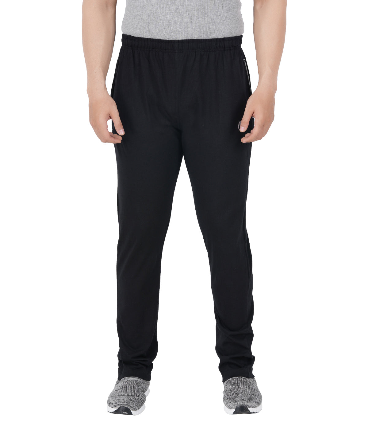 Black Slim Fit Zipper Trackpant-Style #0408