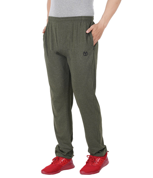 Olive Melange Plain Zipper Trackpant - Style #0404