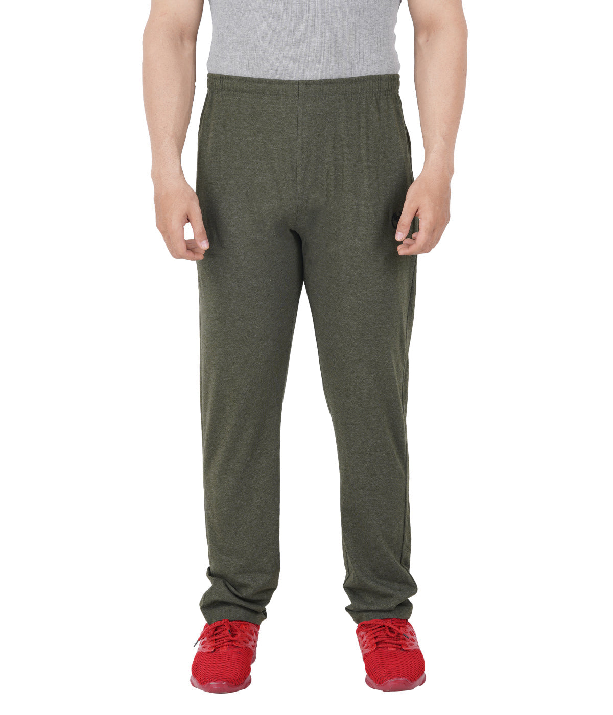 Olive Melange Plain Zipper Trackpant - Style #0404