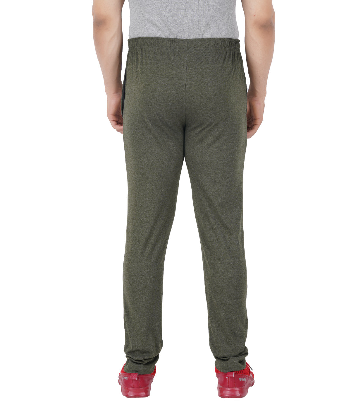 Olive Melange Slim Fit Zipper Trackpant-Style #0408
