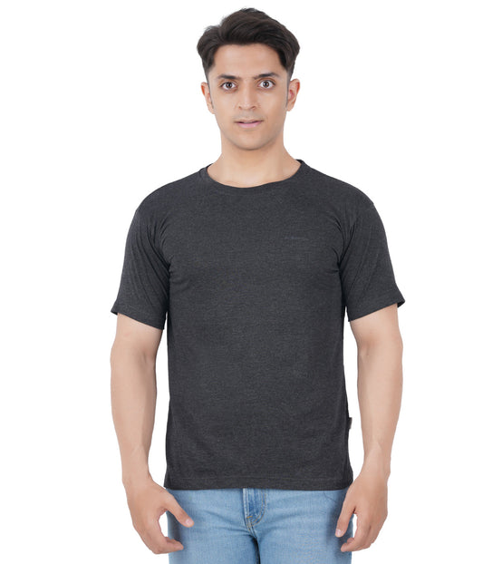 Charcoal Melange Round Neck Tshirt -Style #0804