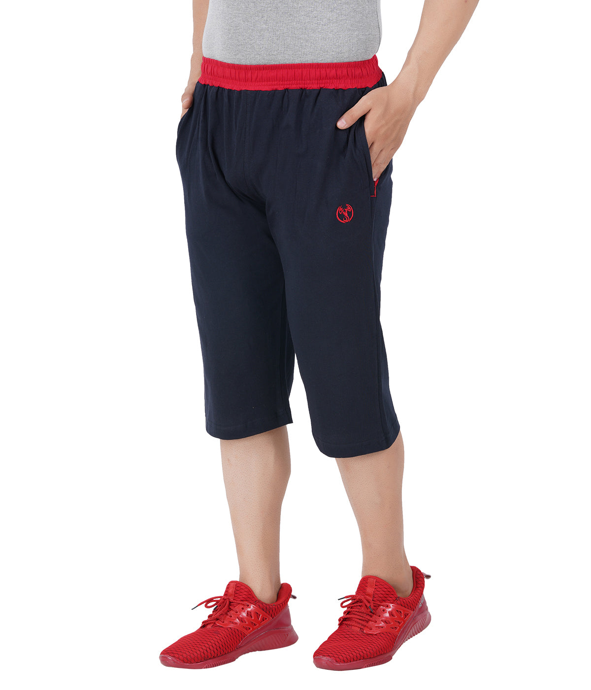 Navy Blue 3/4 Contrast Waistband With Zipper -Style #0603