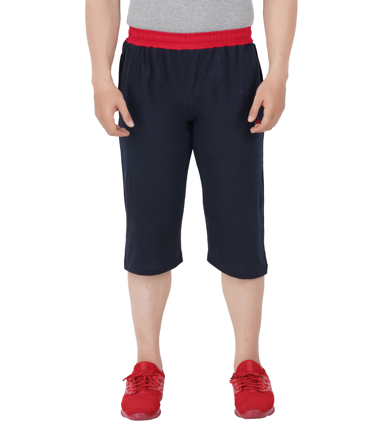 Navy Blue 3/4 Contrast Waistband With Zipper -Style #0603