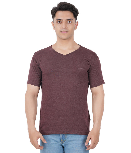 Brown Melange V Neck Tshirt -Style #0904