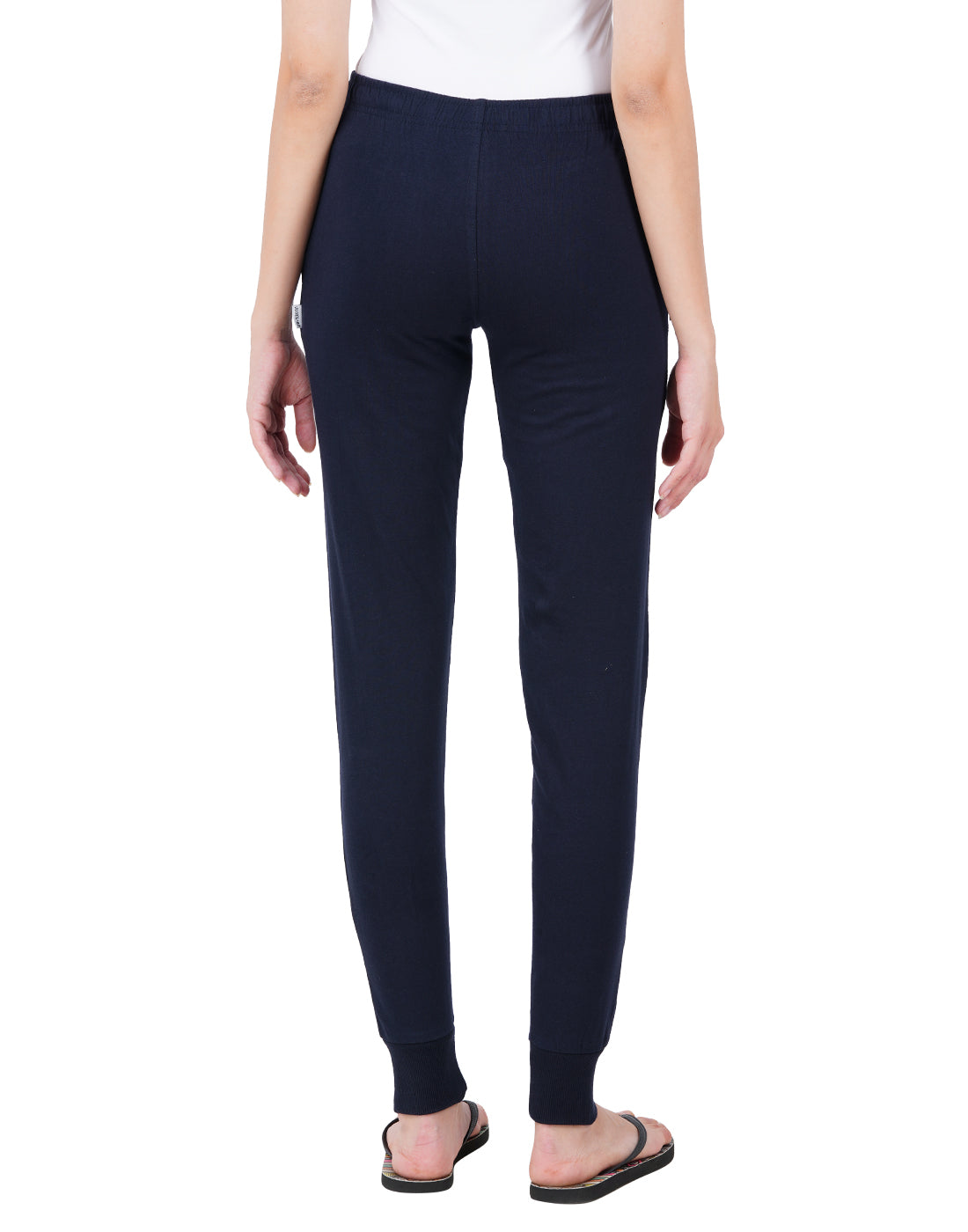Navy Blue Bottom Rib Zipper Trackpant- Style #L-0407