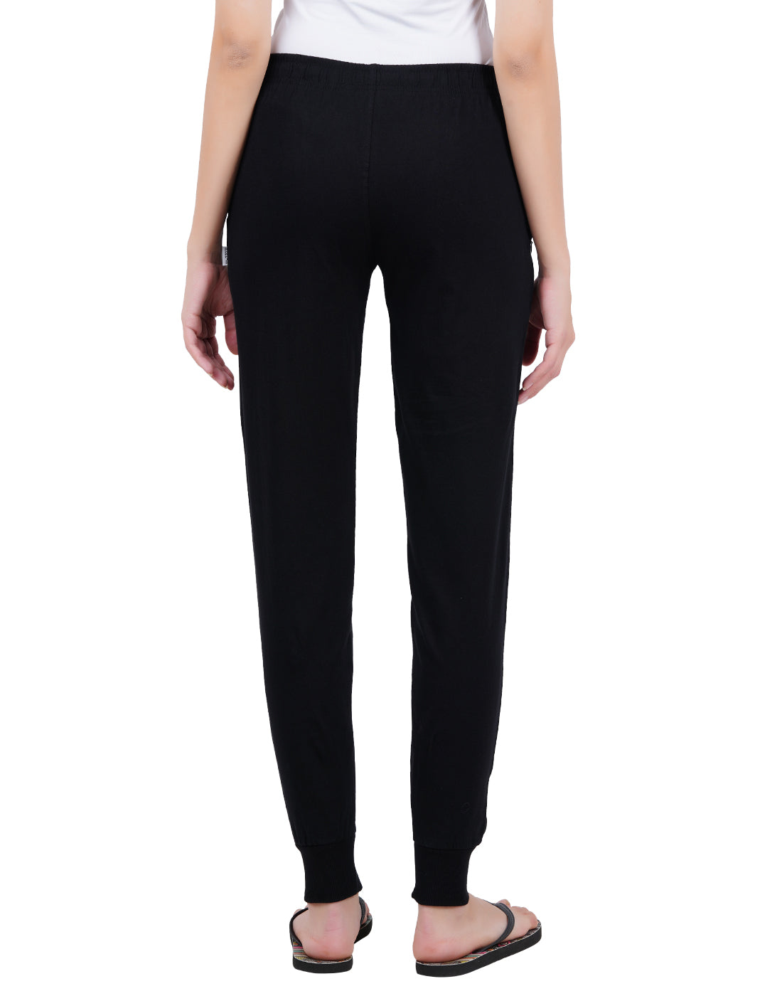 Black Bottom Rib Zipper Trackpant- Style #L-0407
