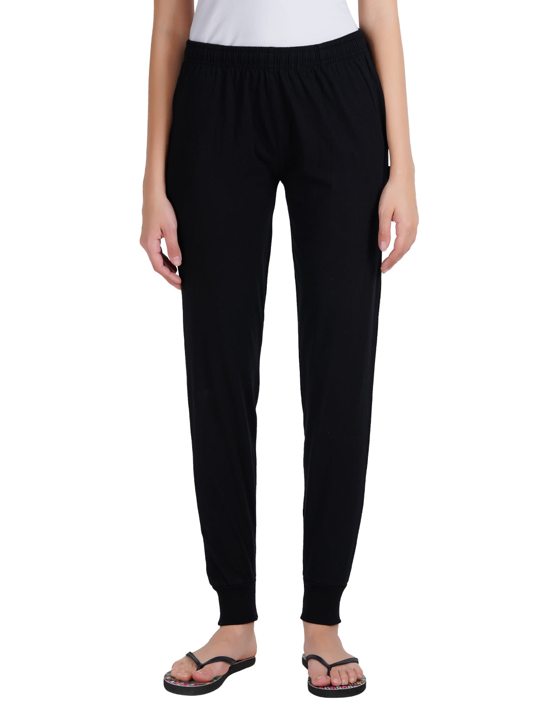 Black Bottom Rib Zipper Trackpant- Style #L-0407
