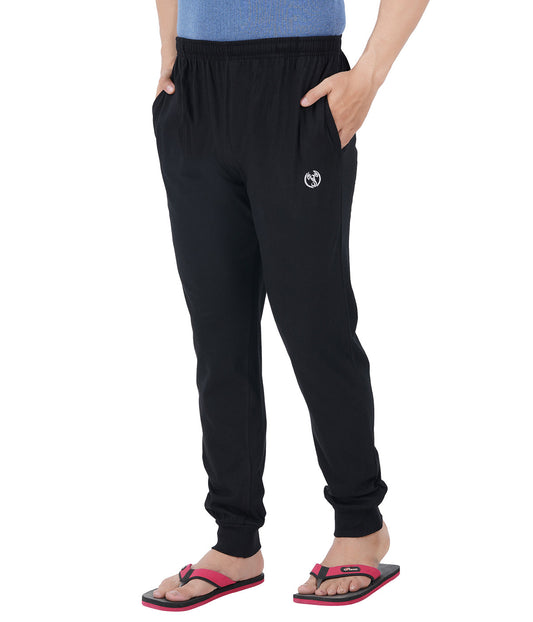 Black Bottom Rib Zipper Trackpant-Style #0407