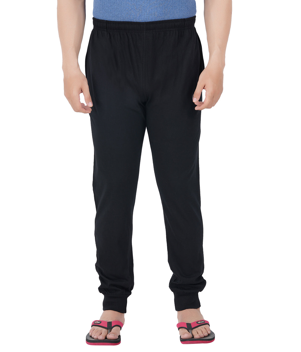 Black Bottom Rib Zipper Trackpant-Style #0407