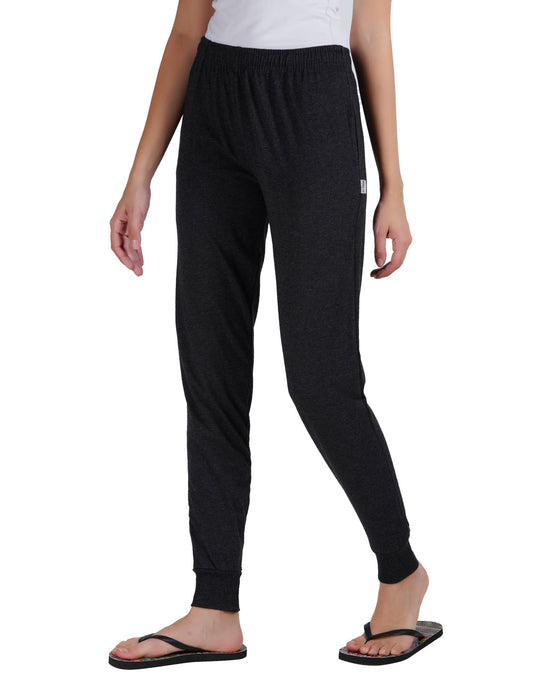 Charcoal Melange Bottom Rib Zipper Trackpant- Style #L-0407