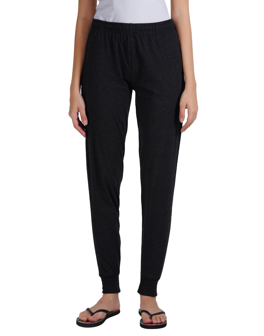 Charcoal Melange Bottom Rib Zipper Trackpant- Style #L-0407