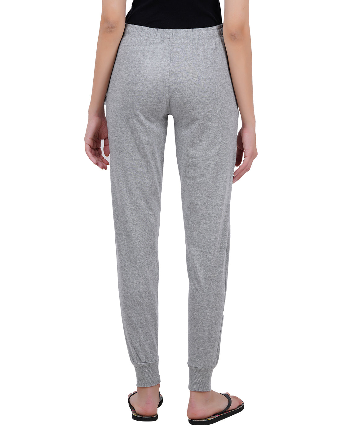 Grey Melange Bottom Rib Zipper Trackpant- Style #L-0407