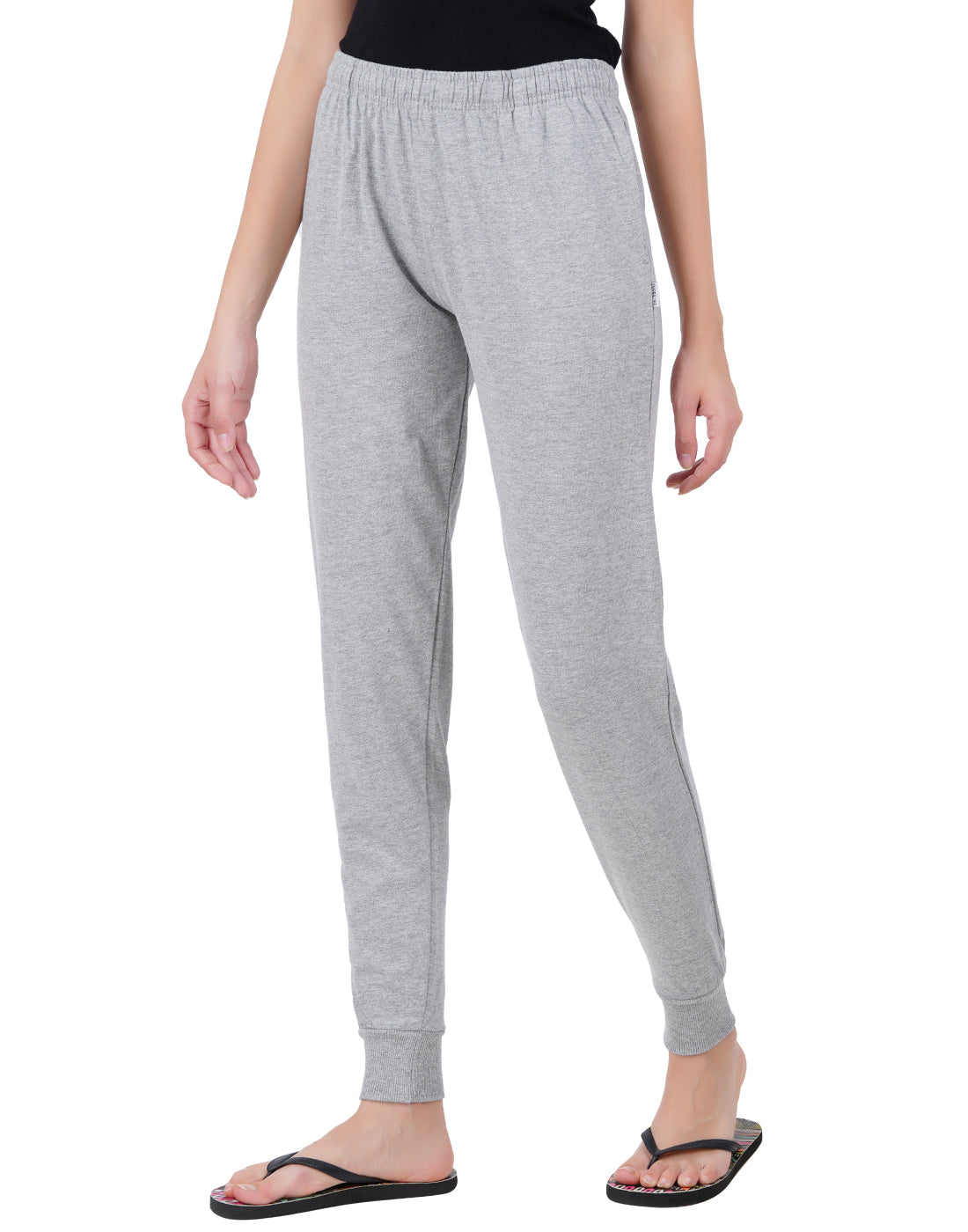 Grey Melange Bottom Rib Zipper Trackpant- Style #L-0407
