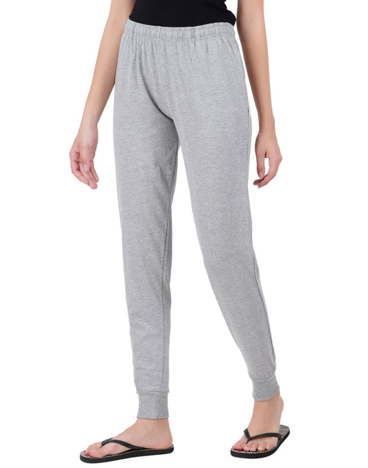 Grey Melange Bottom Rib Zipper Trackpant- Style #L-0407