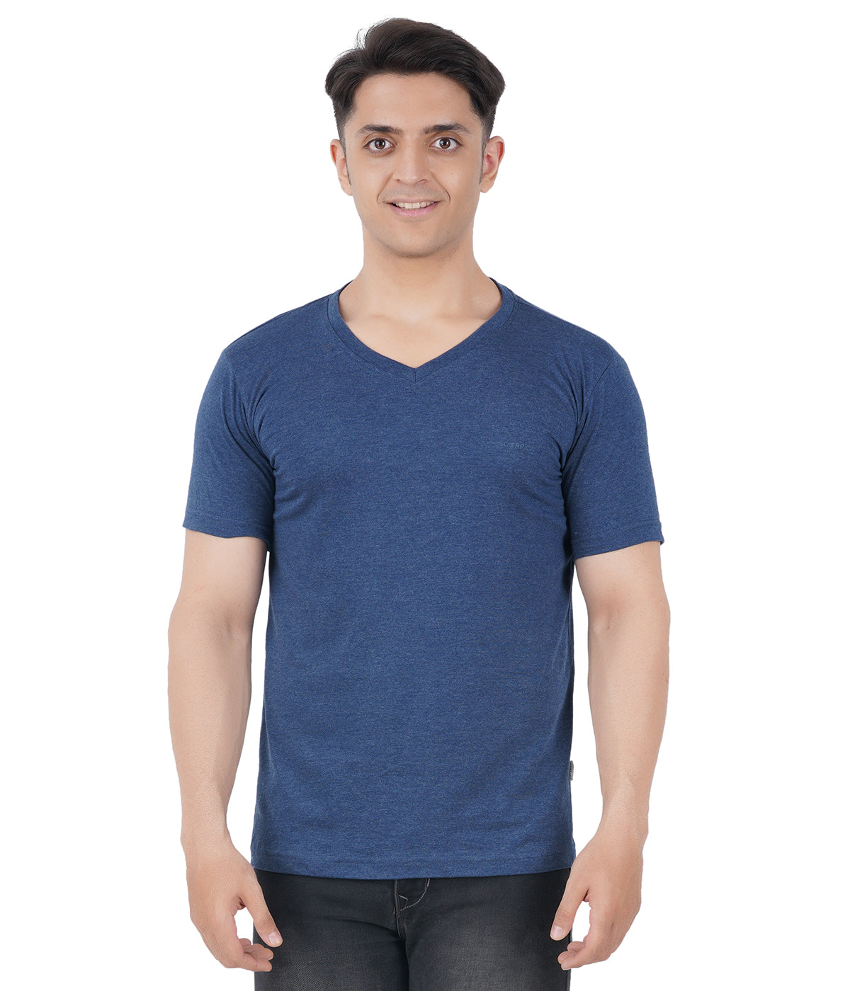 Navy Melange V Neck Tshirt -Style #0904