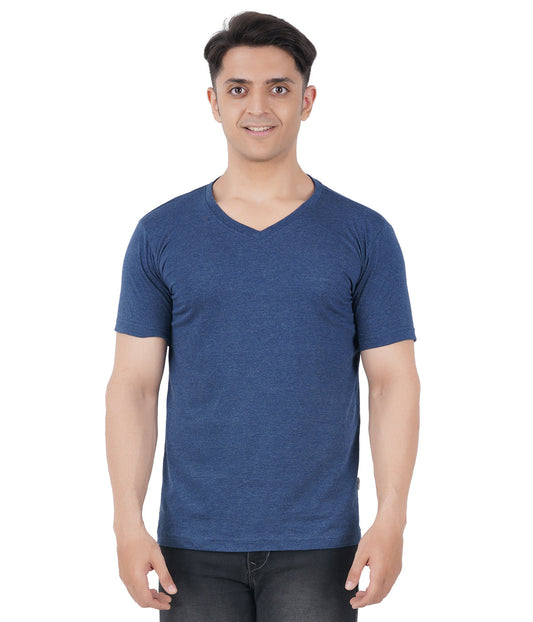 Navy Melange V Neck Tshirt -Style #0904