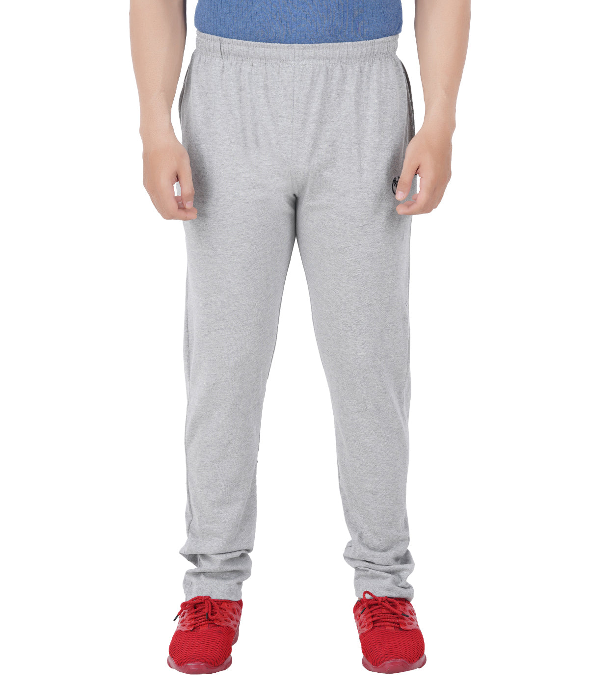 Grey Melange Slim Fit Zipper Trackpant-Style #0408