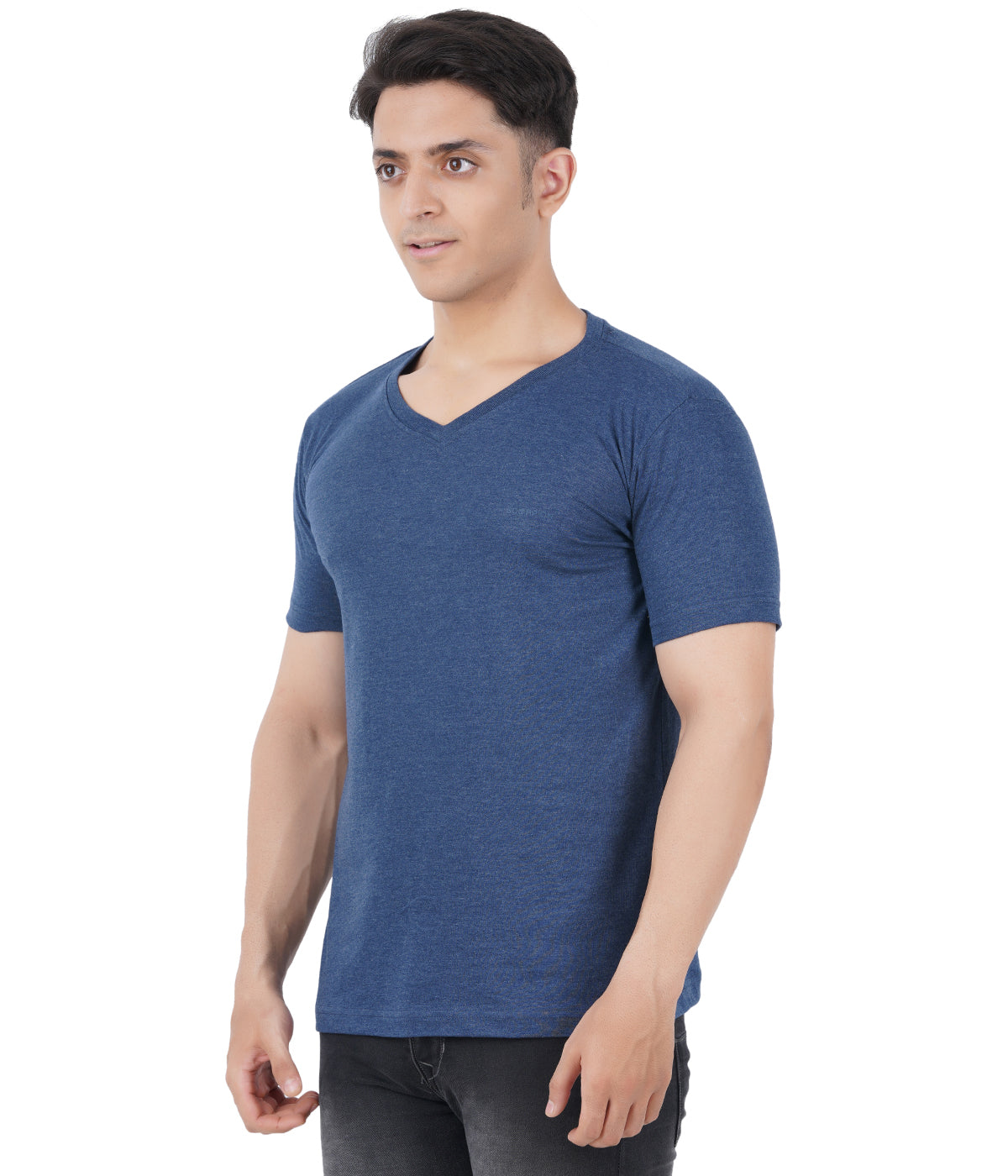 Navy Melange V Neck Tshirt -Style #0904