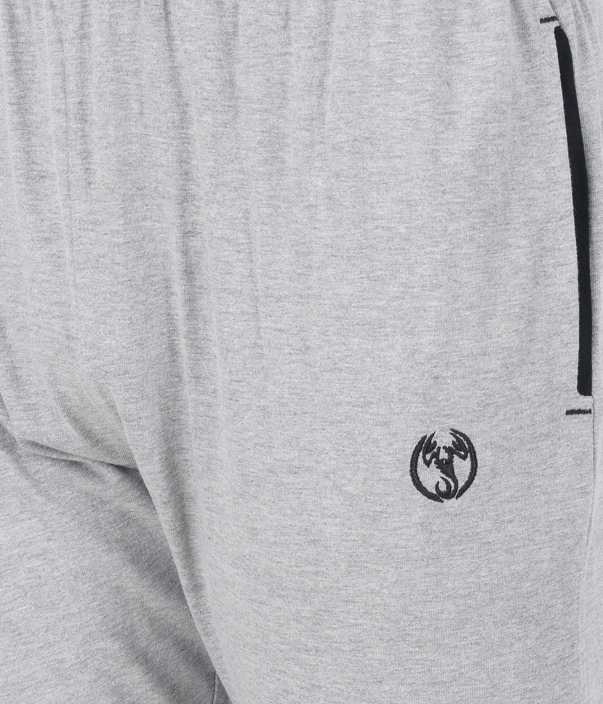 Grey Melange Slim Fit Zipper Trackpant-Style #0408