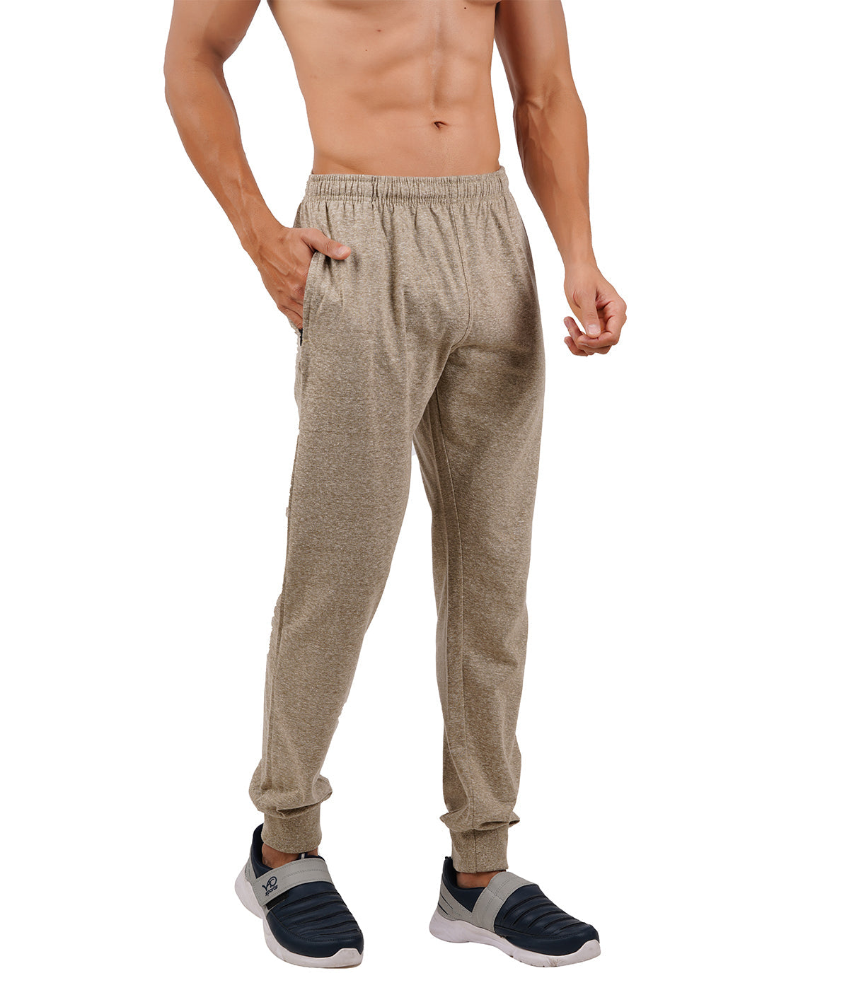 Oat Melange Bottom Rib Track Pant- Style #417