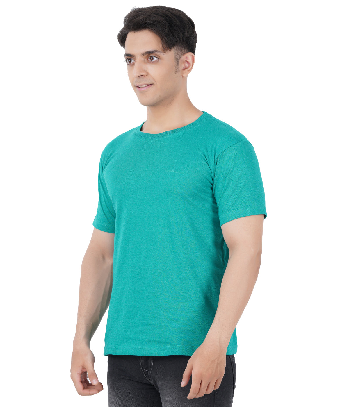 Teal Melange Round Neck Tshirt -Style #0804
