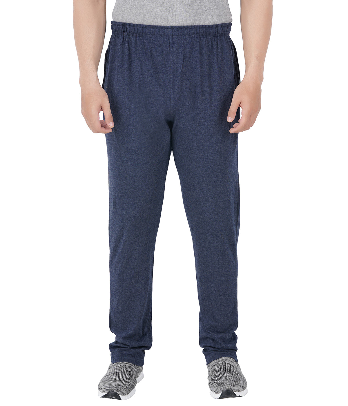 Navy Melange Slim Fit Zipper Trackpant-Style #0408