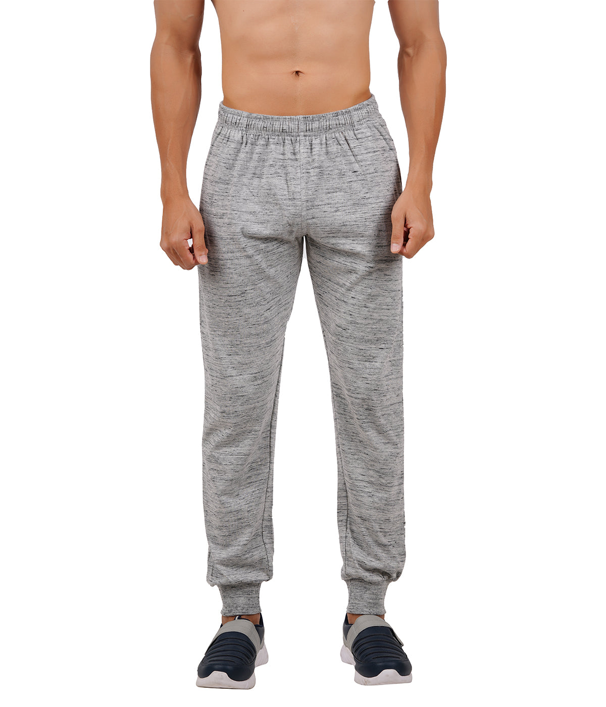 Grey Melange Bottom Rib Track Pant- Style #417