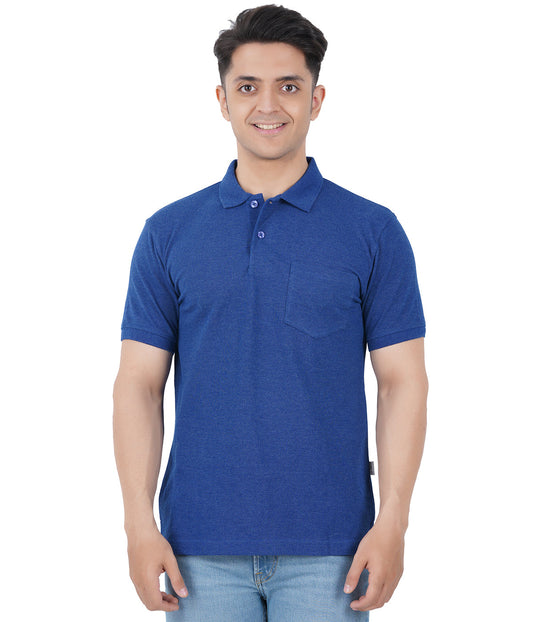 Royal Melange Polo Tshirt With Pocket-Style #0705