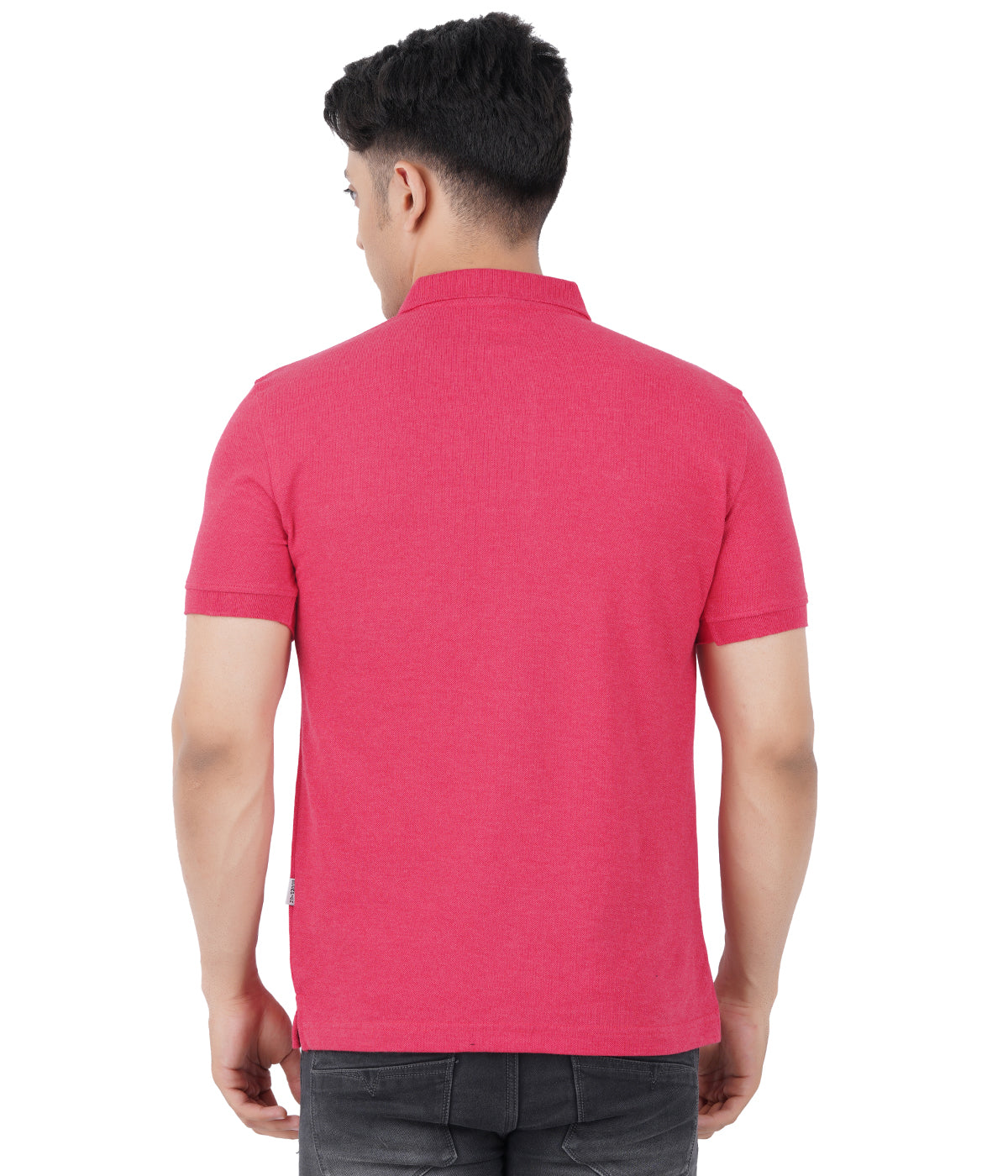 Pink Melange Polo Tshirt With Pocket-Style #0705