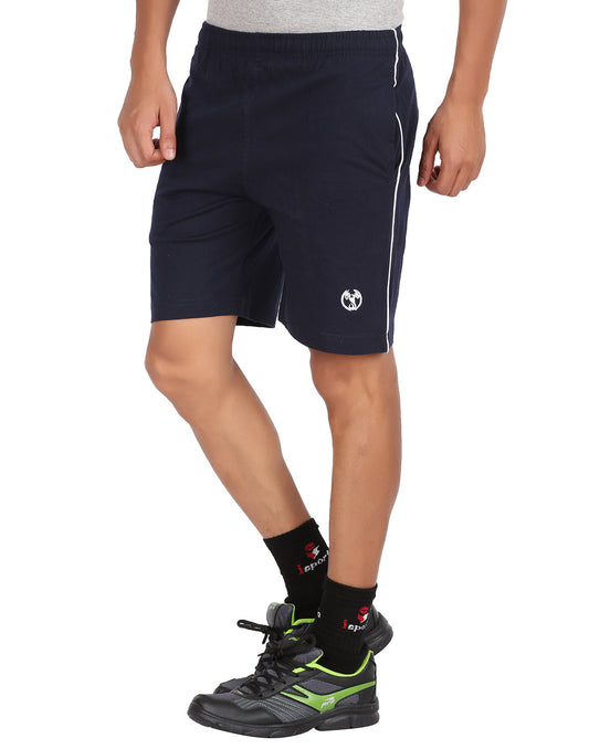 Navy Blue Piping Shorts With Zipper -Style #0509