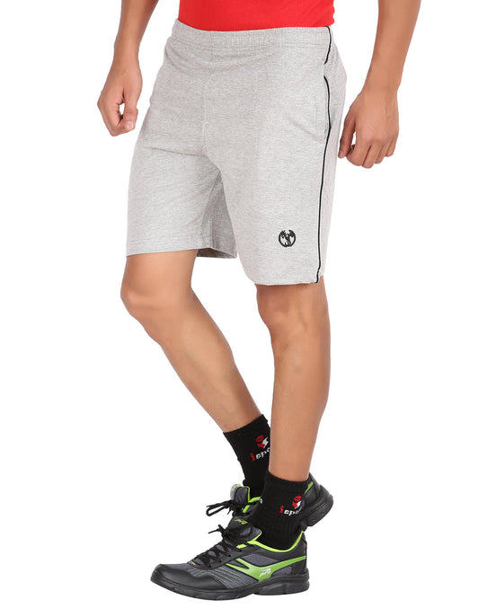 Grey Melange Piping Shorts With Zipper -Style #0509
