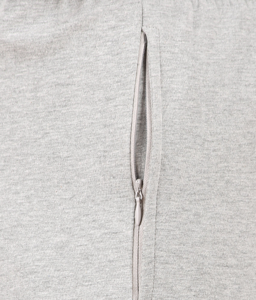 Grey Melange Plain Zipper Trackpant -Style #0404