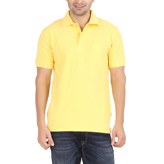 Yellow Polo Tshirt With Pocket-Style #0705